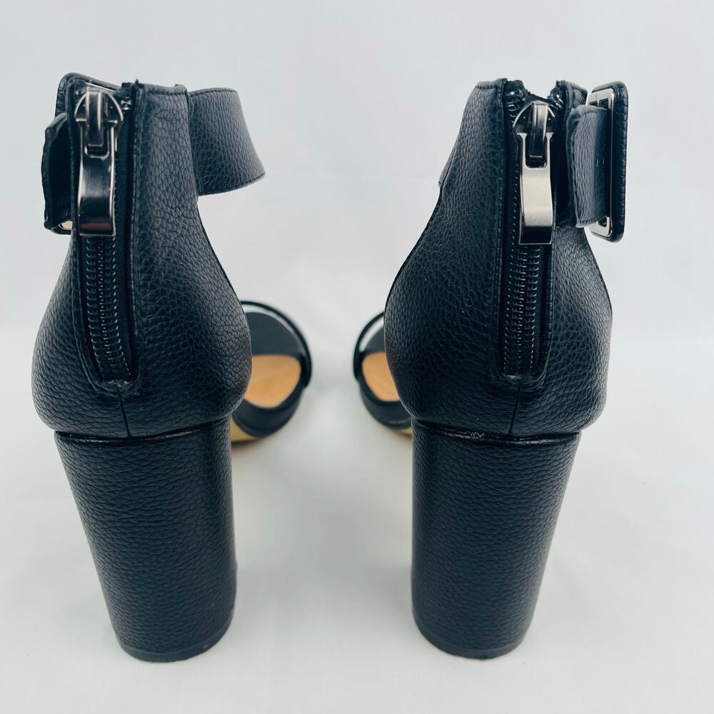 Nicole Miller Women Black Block Heel Sandals Buckle Back Zip Shoes Size 9 - Picture 9 of 12